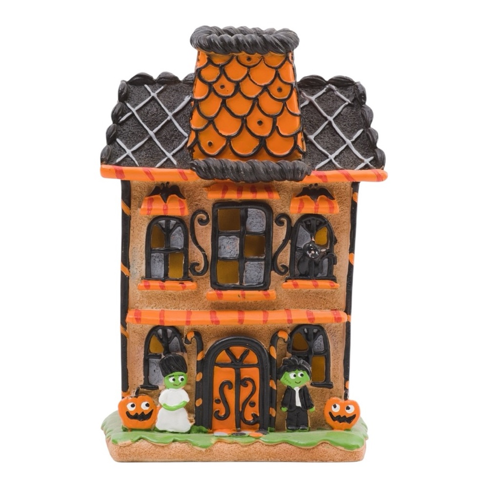 CANDY CORN LANE Halloween Led Haunted House Light Up Frosted 10" Decor